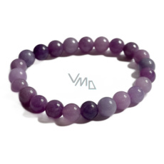 Turmalin levandulový náramek elastický přírodní kámen, kulička 8 mm / 16 - 17 cm, strážce domova a dobré nálady