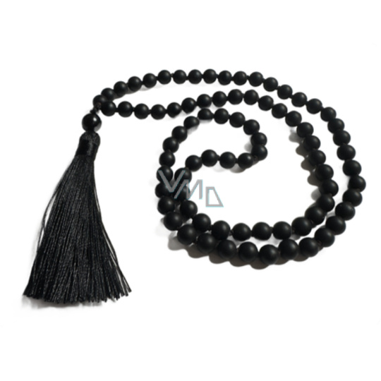 Onyx náhrdelník 80 + 1 kuliček matný meditační šperk, přírodní kámen, vázaný střapec, korálek 8 mm Onyx náhrdelník 80 + 1 kuliček matný meditační šperk, přírodní kámen, vázaný střapec, korálek 8 mm