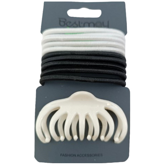 Gumičky do vlasů různé barvy 10 kusů + skřipec 1 kus