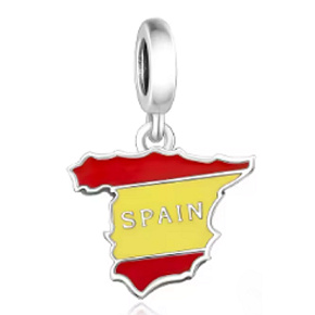 Charm Španělsko vlajka - houpající se mapa, přívěsek na náramek cestování