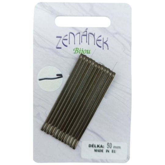 Zemánek Sponky, pérka do vlasů hnědé 50 mm 12 kusů