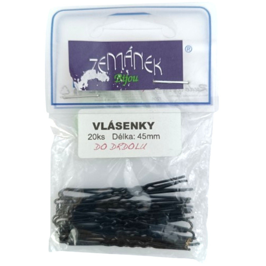 Zemánek Vlásenky do vlasů černé 45 mm 20 kusů