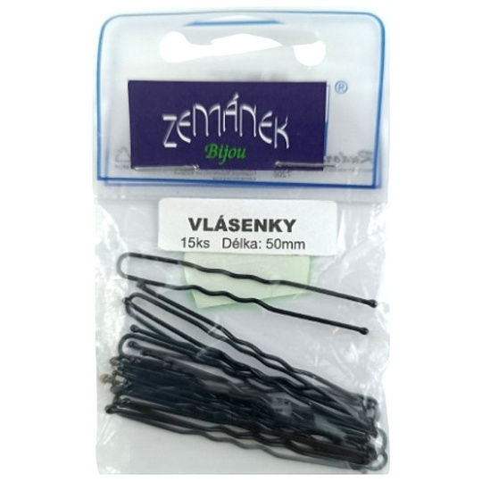 Zemánek Vlásenky do vlasů černá 50 mm 15 kusů