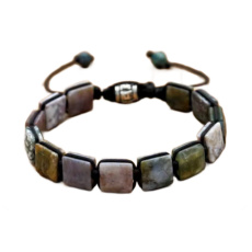 Achát Indický náramek pletený přírodní kámen, rozměr 10 x 10 x 5 mm / 18,5 cm, posuvné zapínání