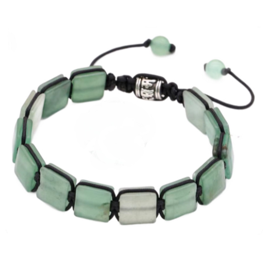 Aventurin zelený náramek pletený přírodní kámen, rozměr 10 x 10 x 5 mm / 18,5 cm, posuvné zapínání, kámen štěstí