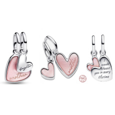 Charm Sterlingové stříbro 925 Nerozbitné pouto matky a dcery, přívěsek na náramek rodina