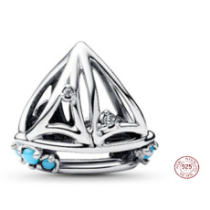 Charm Sterlingové stříbro 925 Plachetnice, korálek na náramek cestování