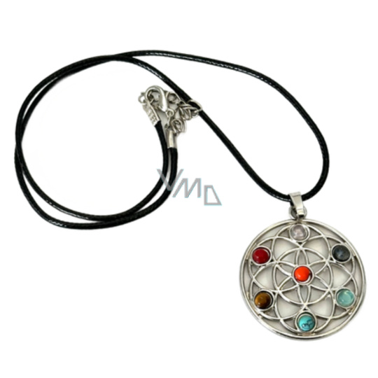 7 čaker přívěsek energetický - symbol Květ života se semenem života přírodní korálky 4 cm + řetízek 45 cm 7 čaker přívěsek energetický - symbol Květ života se semenem života přírodní korálky 4 cm + řetízek 45 cm