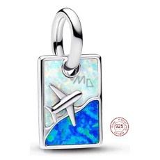 Charm Sterlingové stříbro 925 Letadlo nad oceánem - symbol svobody a dobrodružství, přívěsek na náramek cestování
