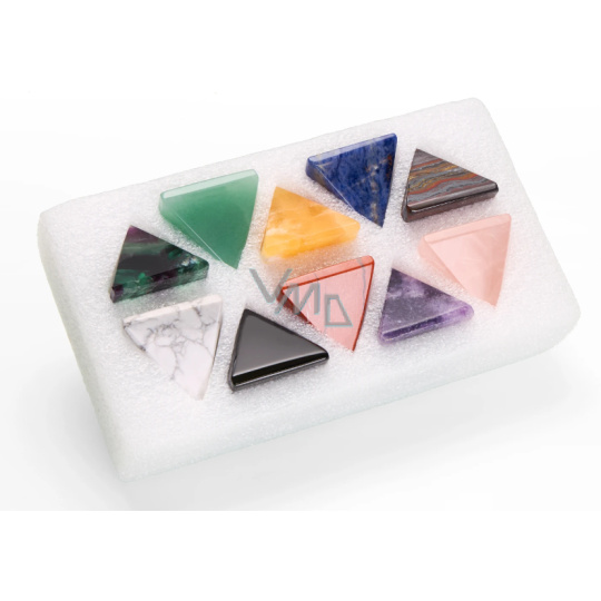 Pyramida Sada 10 broušených pyramid z přírodních kamenů cca 3,5 cm