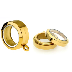 Medailon s otočným uzávěrem nerezový zlatá barva tloušťka 11 mm x 25 mm