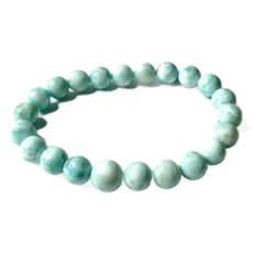 Larimar náramek elastický přírodní kámen, 9,5 - 10 mm / 16 - 17 cm, klid - mír - vyrovnanost