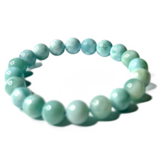 Larimar náramek elastický přírodní kámen, 10 - 11 mm / 16 - 17 cm, klid - mír - vyrovnanost