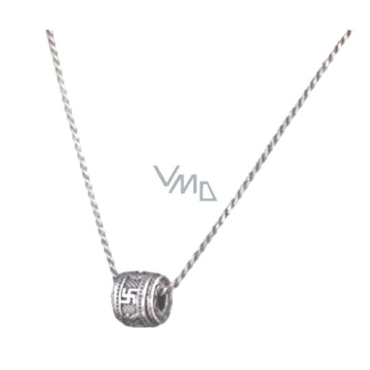 Tibetský váleček 1,2 x 1,2 cm + 29 cm řetízek, ochranný amulet štěstí a ochrany na krk