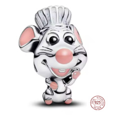 Charm Sterlingové stříbro 925 Disney Pixar Ratatouille Remy - malý šéfkuchař, korálek na náramek zvíře