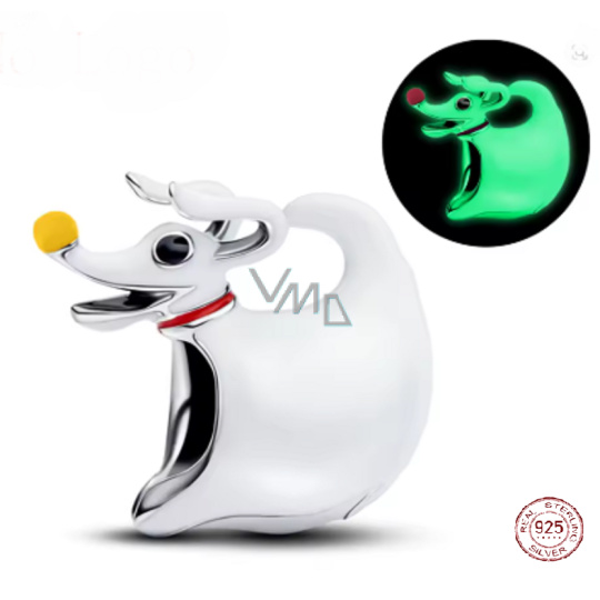 Charm Sterlingové stříbro 925 Tim Burton, Noční můra před Vánoci Zero – kouzelný pejsek s dýňovým čumáčkem svítí ve tmě, korálek na náramek film Charm Sterlingové stříbro 925 Tim Burton, Noční můra před Vánoci Zero – kouzelný pejsek s dýňovým čumáčkem svítí ve tmě, korálek na náramek film