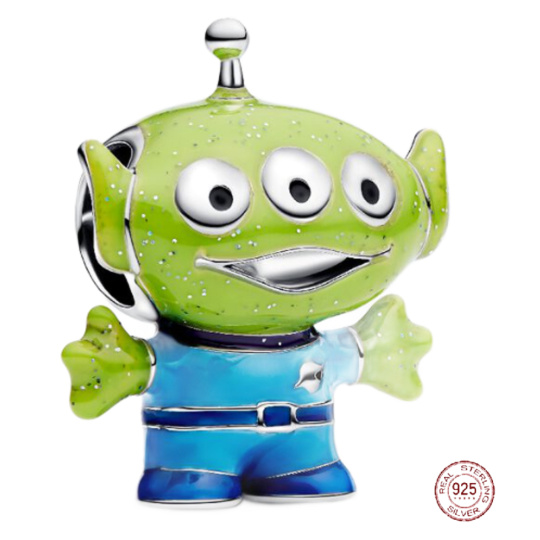 Charm Sterlingové stříbro 925 Disney PixarToy Story Alien – malý zelený muž, korálek na náramek film Charm Sterlingové stříbro 925 Disney PixarToy Story Alien – malý zelený muž, korálek na náramek film