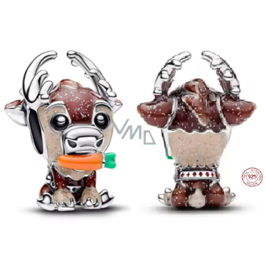 Charm Sterlingové stříbro 925 Disney Ledové království Sven – roztomilý sob s mrkví, korálek na náramek film