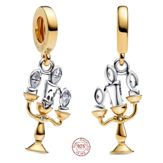 Charm Sterlingové stříbro 925 Disney, Kráska a zvíře, Lumière – kouzelný svícen, přívěsek na náramek film Charm Sterlingové stříbro 925 Disney, Kráska a zvíře, Lumière – kouzelný svícen, přívěsek na náramek film