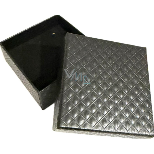 Krabička texturovaný papír s houbičkou na šperky černá 7 x 7 x 3,5 cm