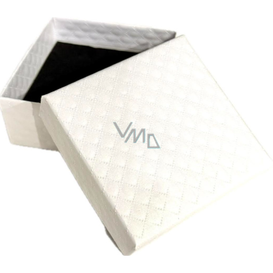 Krabička texturovaný papír s houbičkou na šperky bílá 7 x 7 x 3,5 cm