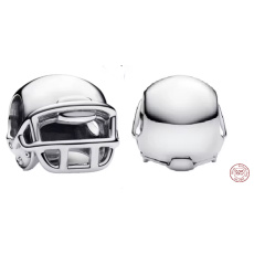 Charm Sterlingové stříbro 925 Helma americký fotbal, symbol odvahy a síly, korálek na náramek sport Charm Sterlingové stříbro 925 Helma americký fotbal, symbol odvahy a síly, korálek na náramek sport