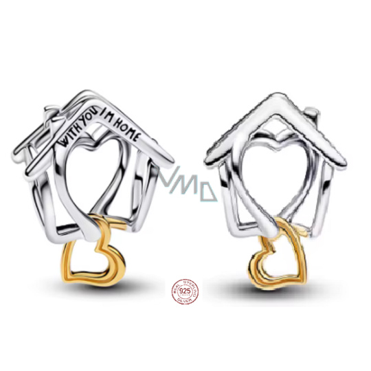 Charm Sterlingové stříbro 925 With You I’m Home – symbol lásky a domova, korálek na náramek rodina Charm Sterlingové stříbro 925 With You I’m Home – symbol lásky a domova, korálek na náramek rodina