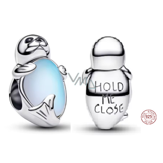 Charm Sterlingové stříbro 925 Tuleň s opálovým efektem, symbol něžnosti a ochrany, korálek na náramek zvíře Charm Sterlingové stříbro 925 Tuleň s opálovým efektem, symbol něžnosti a ochrany, korálek na náramek zvíře