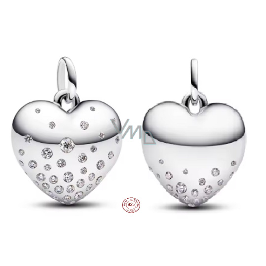 Charm Sterlingové stříbro 925 Srdce poseté zirkony, symbol lásky a elegance, přívěsek na náramek láska Charm Sterlingové stříbro 925 Srdce poseté zirkony, symbol lásky a elegance, přívěsek na náramek láska