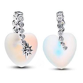 Charm Srdce s hvězdou a opálem, symbol lásky a světla, přívěsek na náramek láska Charm Srdce s hvězdou a opálem, symbol lásky a světla, přívěsek na náramek láska