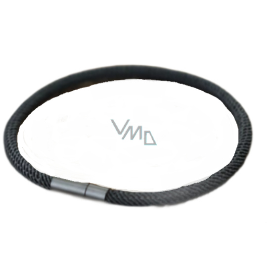 Lanový Magnetický náramek černý, 19,5 cm x 4 mm, unisex