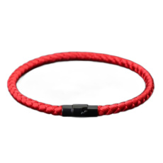 Lanový Magnetický náramek – červený 18,5 cm x 4 mm, unisex
