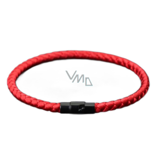 Lanový Magnetický náramek – červený 18,5 cm x 4 mm, unisex