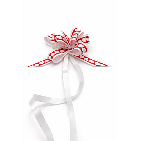 Kokarda – stahovací ozdobná stuha s bílými srdíčky 50 cm Kokarda – stahovací ozdobná stuha s bílými srdíčky 50 cm