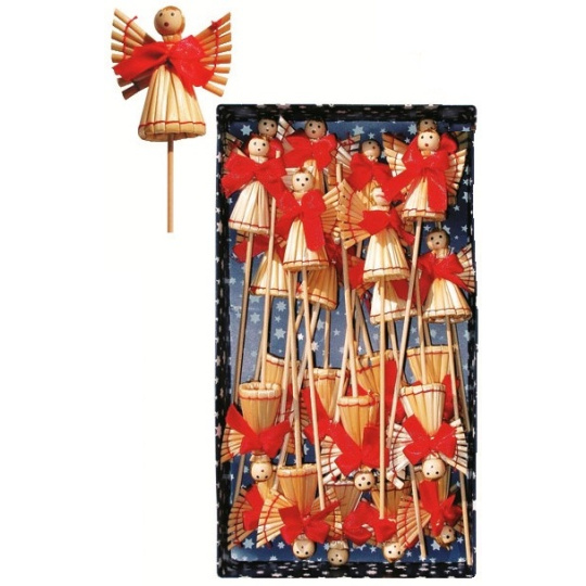 Slaměný anděl na špejli 1 kus