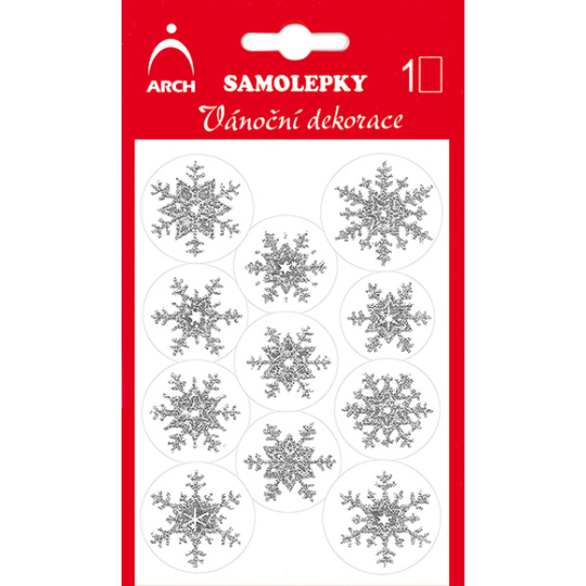 Arch Holografické dekorační samolepky vánoční s glitry 708-SG stříbrno-stříbrné 8,5 x 12,5 cm