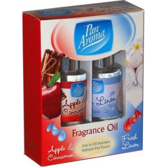 Pan Aroma Fragrance Oil vonný olej Jablko a skořice + Fresh Linen 2 x 10 ml