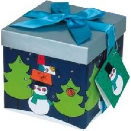 Anděl Dárková krabička skládací s mašlí vánoční tmavě modrá s modrou mašlí 1371 S 13 x 13 x 13 cm 1 kus