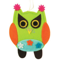 Sova z filcu s kytkama 10 cm Sova z filcu s kytkama 10 cm