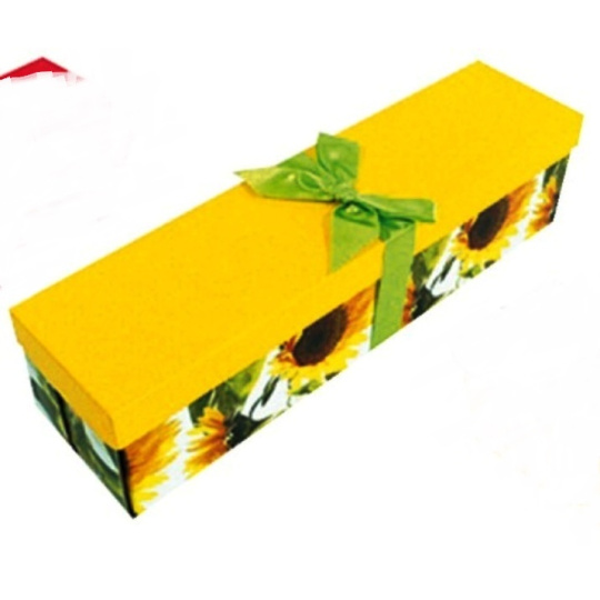 Anděl Dárková krabička skládací s mašlí na láhev slunečnice 34 x 9,5 x 9,5 cm 1 kus