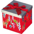 Anděl Dárková krabička skládací s mašlí vánoční červená s červenou mašlí 17 x 17 x 17 cm 1 kus