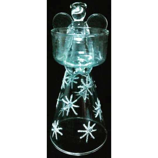 Anděl skleněný na svíčku 15 cm