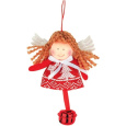 Anděl červenobílý s rolničkou na zavěšení 10 cm