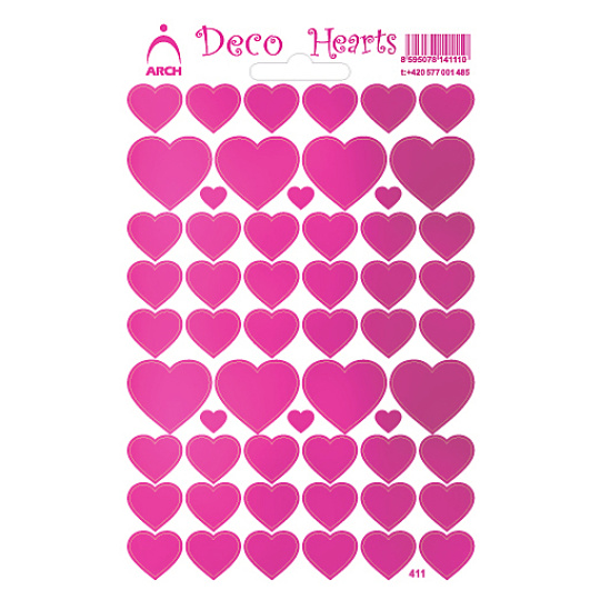 Arch Holografické dekorační samolepky srdíčka růžová