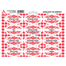 Arch Samolepky na kořenky s červeným ornamentem Grilovací směs - směsi koření (běžné) Arch Samolepky na kořenky s červeným ornamentem Grilovací směs - směsi koření (běžné)