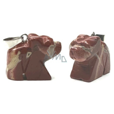 Jaspis Medvěd přívěsek přírodní kámen, ručně broušená figurka 1,8 x 2,5 x 8 mm, kámen pozitivní energie