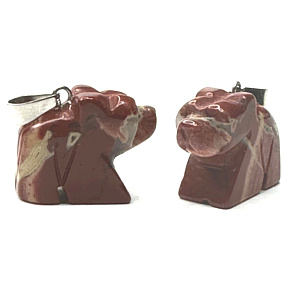 Jaspis Medvěd přívěsek přírodní kámen, ručně broušená figurka 1,8 x 2,5 x 8 mm, kámen pozitivní energie