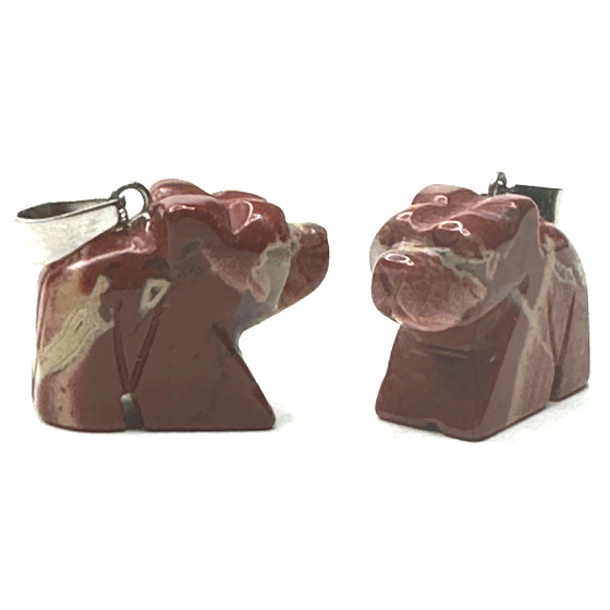 Jaspis Medvěd přívěsek přírodní kámen, ručně broušená figurka 1,8 x 2,5 x 8 mm, kámen pozitivní energie