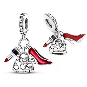 Charm Chic style - Rtěnka, střevíček, kabelky, 3v1 přívěsek na náramek, zájmy