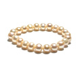 Perla říční meruňková náramek elastický přírodní, kulička 9 mm / 16 - 17 cm, symbol ženskosti, přináší obdiv